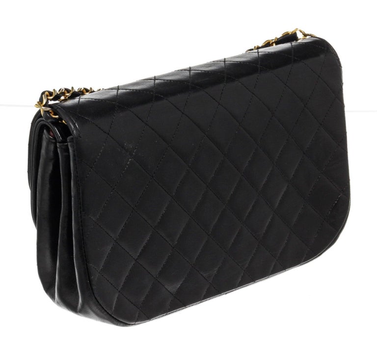 Chanel Black Caviar Leather Single Flap Shoulder Bag with caviar