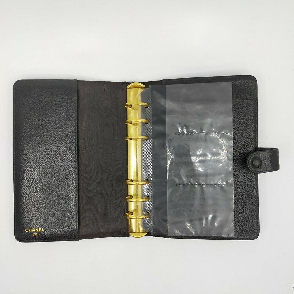 Chanel Black Caviar Leather Small Ring Agenda Diary Cover Notebook 863283 3