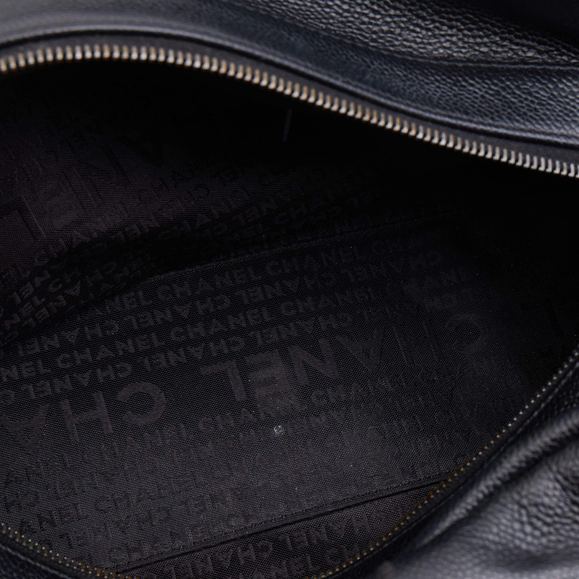 Chanel Black Caviar Leather Square Quilt LAX Bowler Bag 5