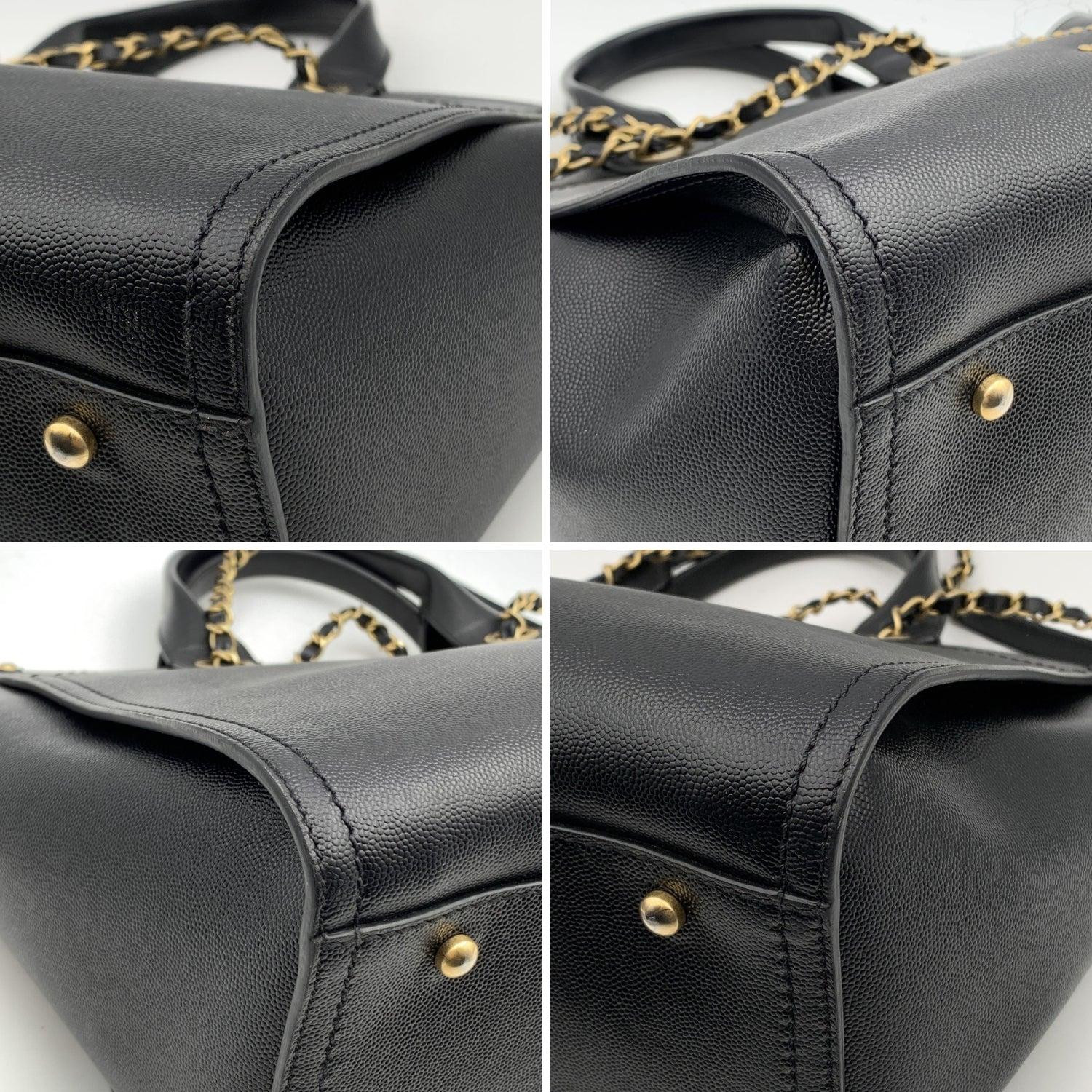 Chanel Black Caviar Leather Studded Deauville Tote Shoulder Bag 2