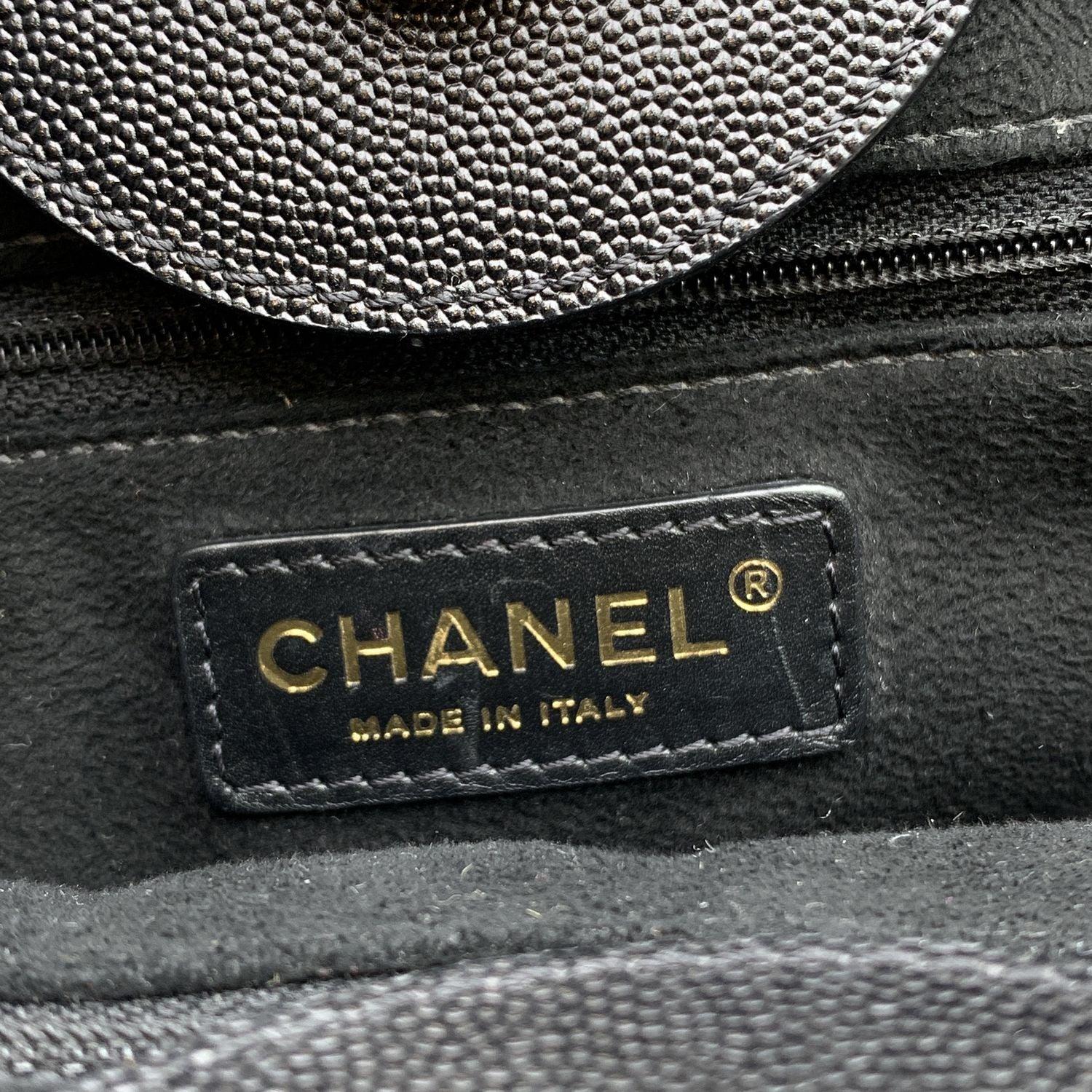 Chanel Black Caviar Leather Studded Deauville Tote Shoulder Bag 3