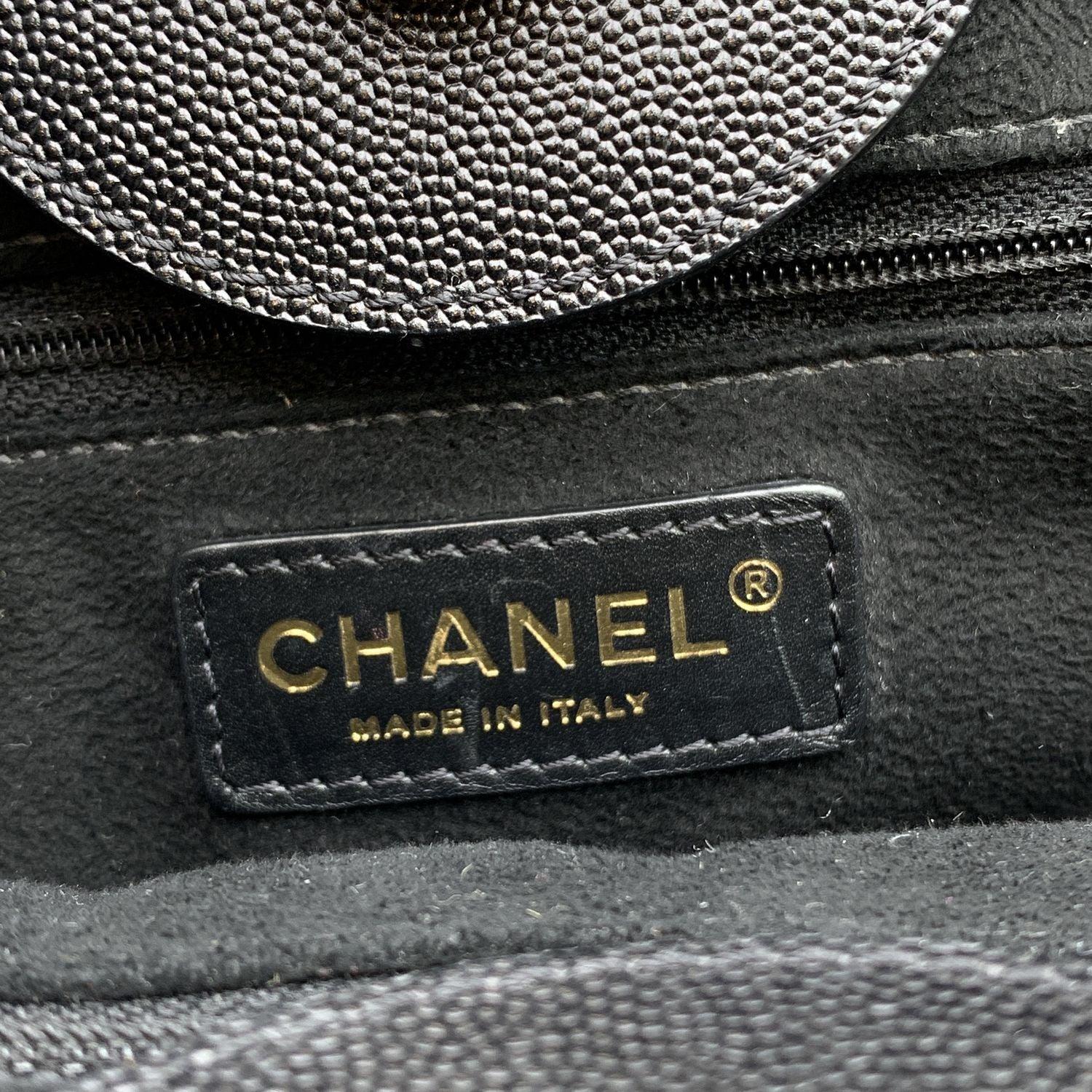 Chanel Black Caviar Leather Studded Deauville Tote Shoulder Bag 3