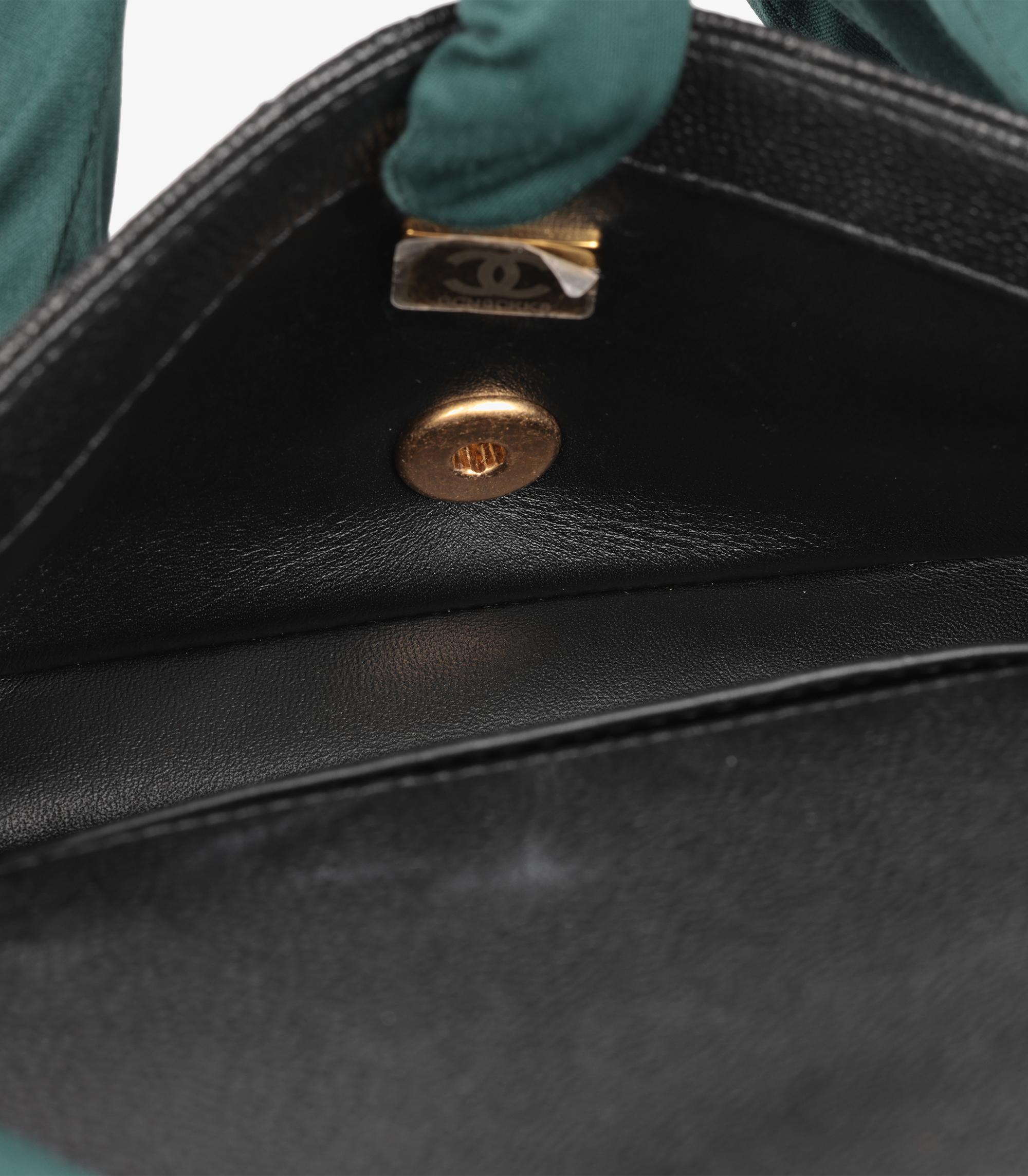 Chanel, borsa in pelle nera Caviale Sweetheart rettangolare con mini flap in vendita 3