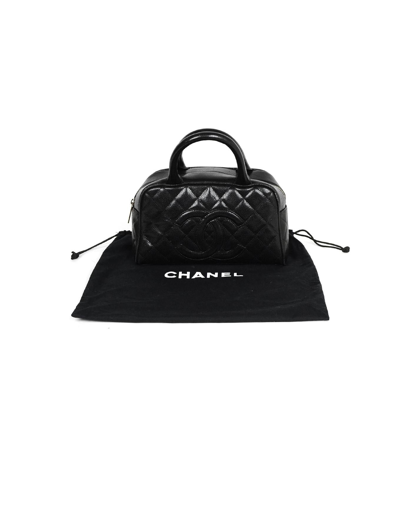 Chanel Black Caviar Leather Timeless CC Bowler Bag 3