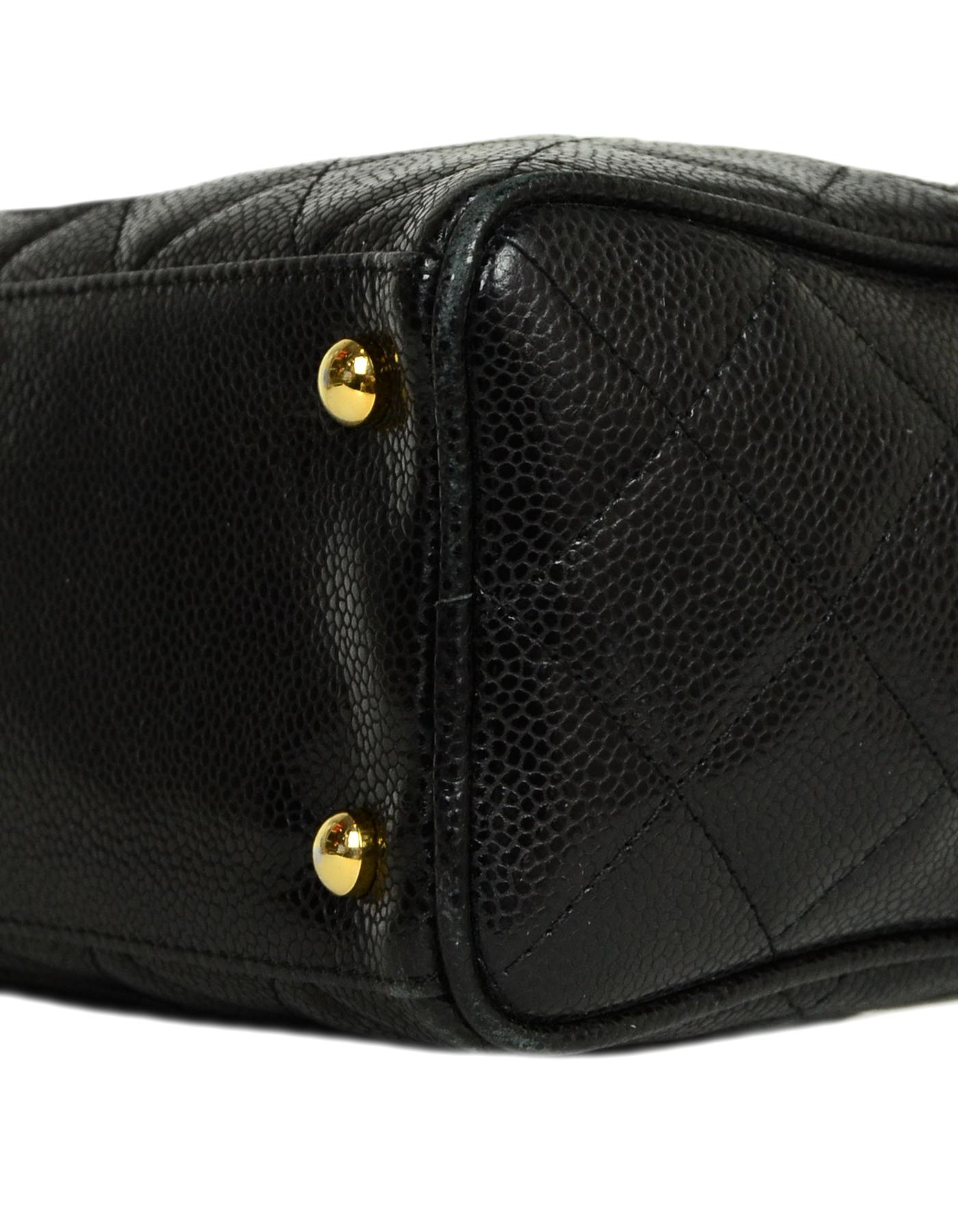 chanel black quilted caviar leather timeless cc shoulder bag