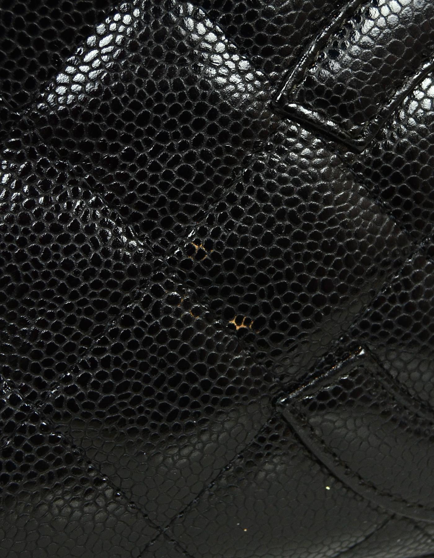 Chanel Black Caviar Leather Timeless CC Bowler Bag In Excellent Condition In New York, NY