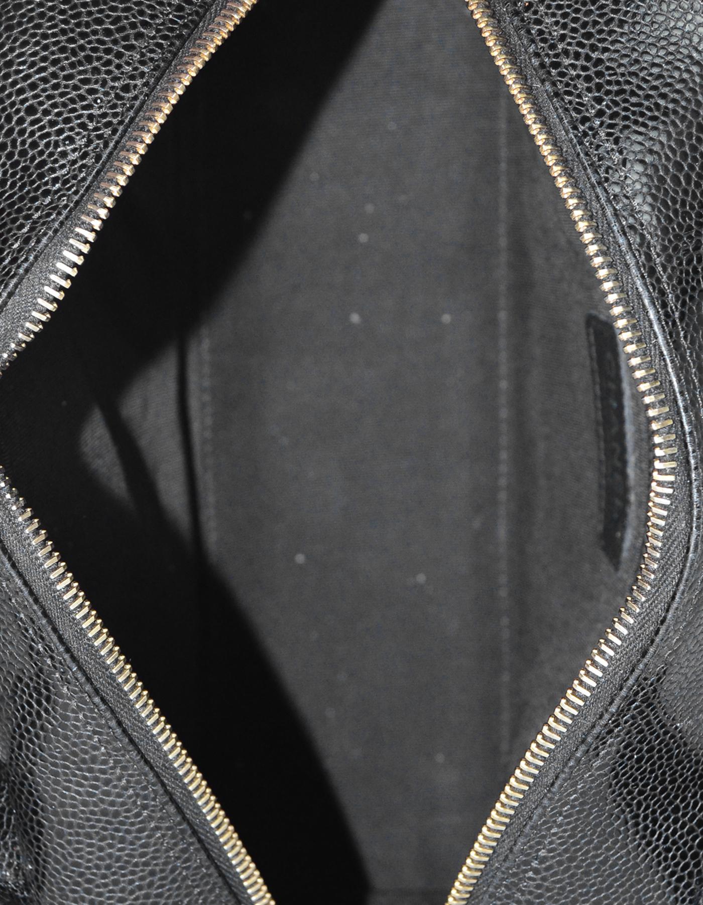 Women's Chanel Black Caviar Leather Timeless CC Bowler Bag