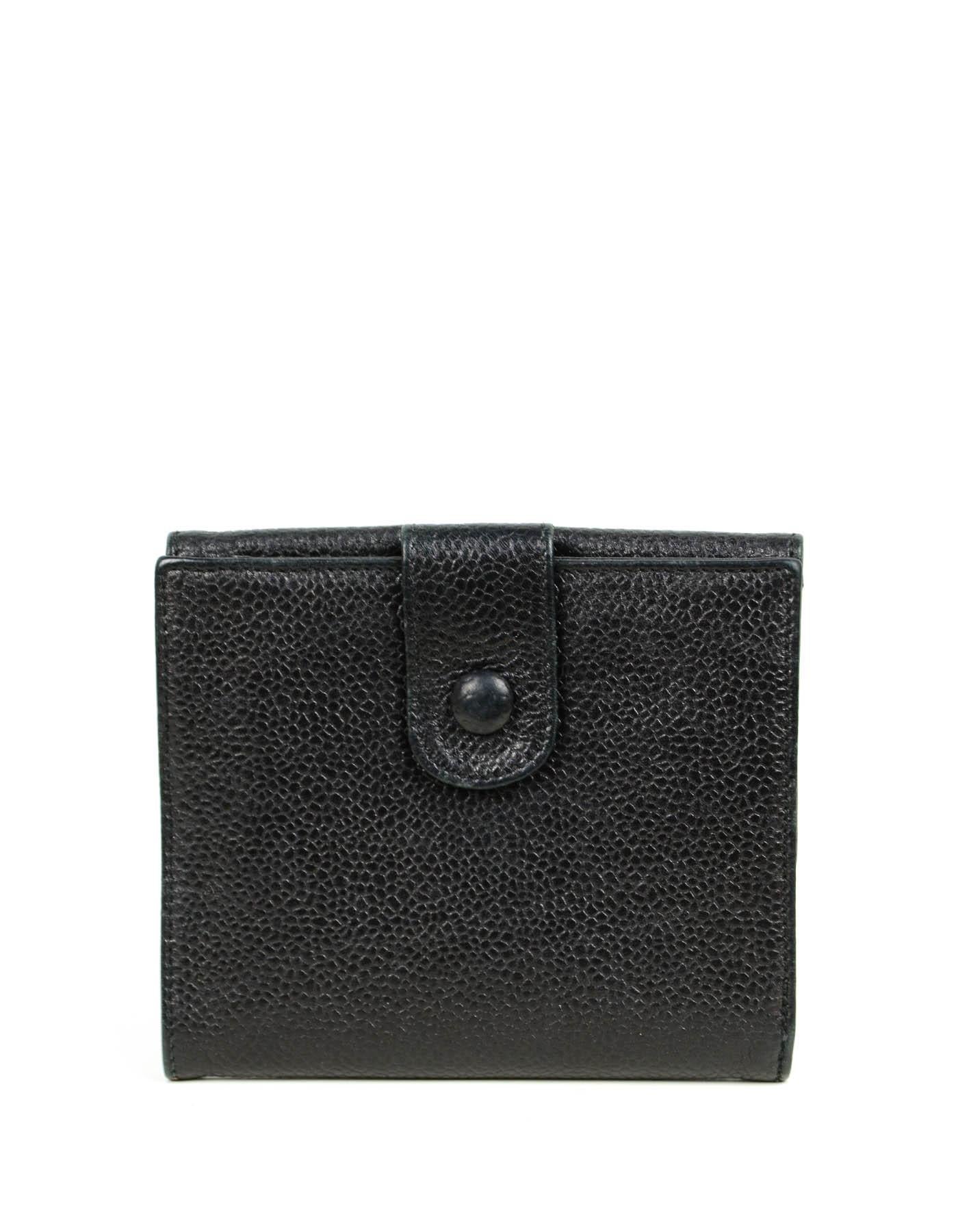 Chanel Black Caviar Leather Timeless CC Compact Wallet In Excellent Condition In New York, NY