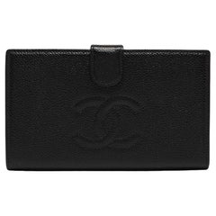 Chanel Black Caviar Leather Timeless CC French Wallet