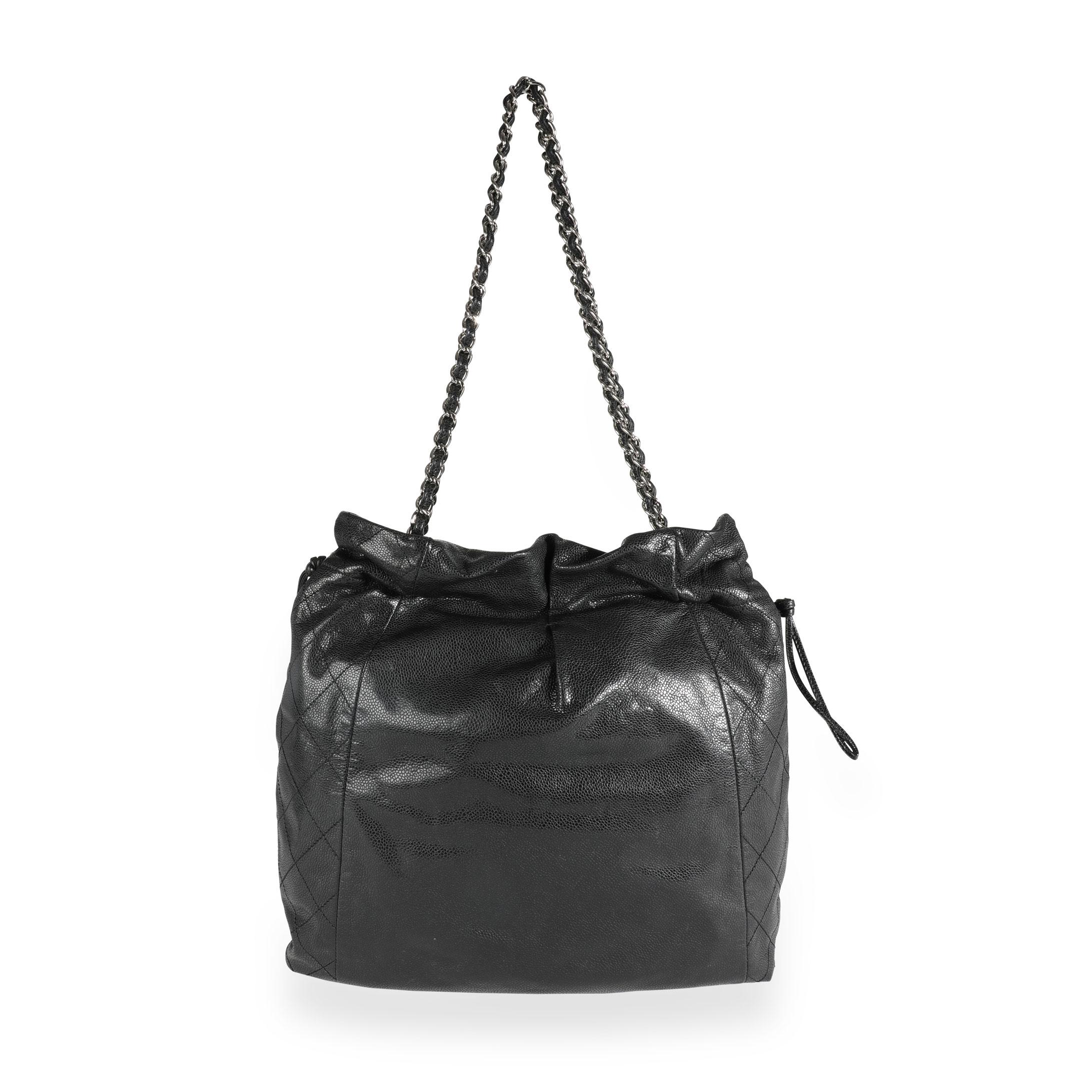 Chanel Black Caviar Leather Timeless Drawstring Tote 1