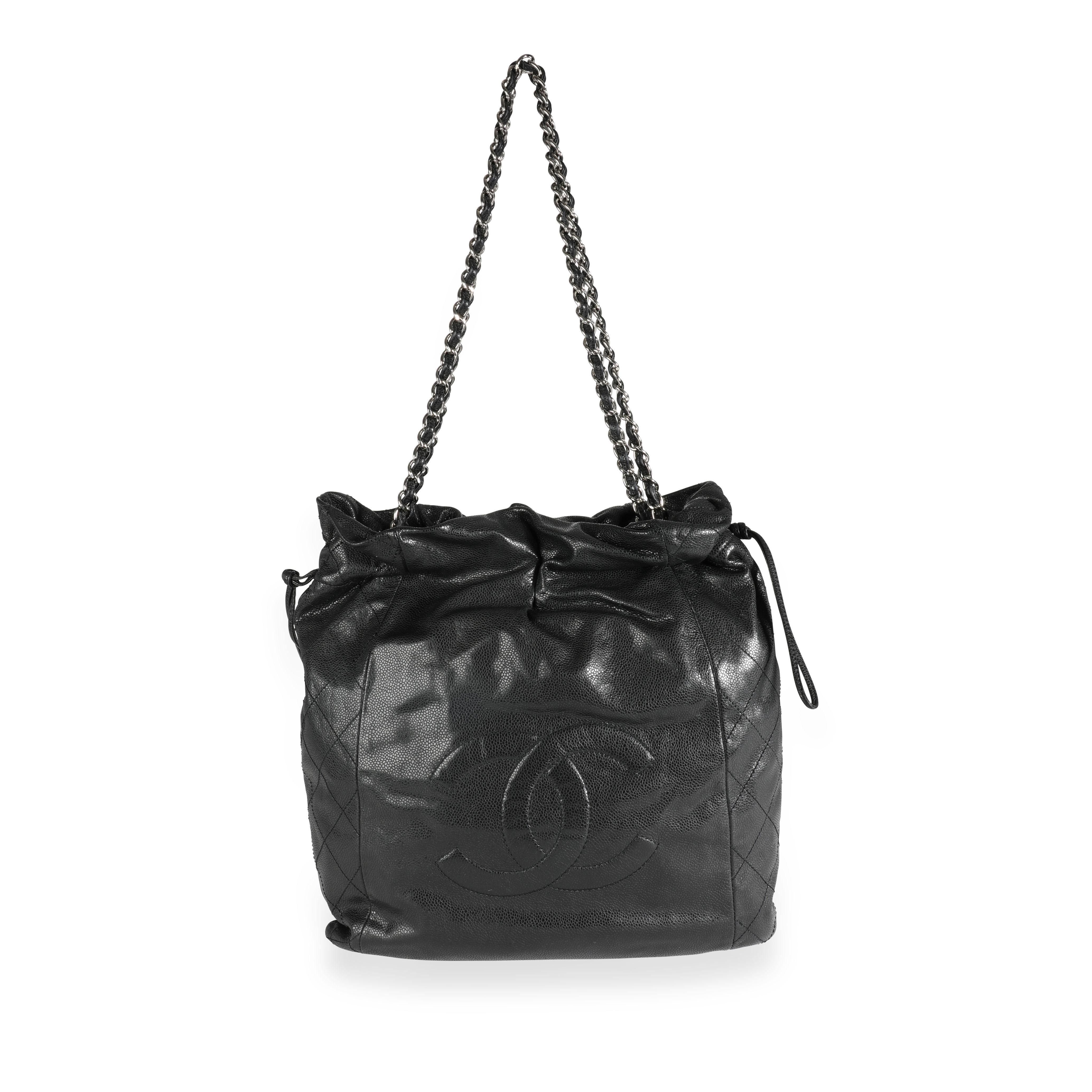 Chanel Black Caviar Leather Timeless Drawstring Tote 3