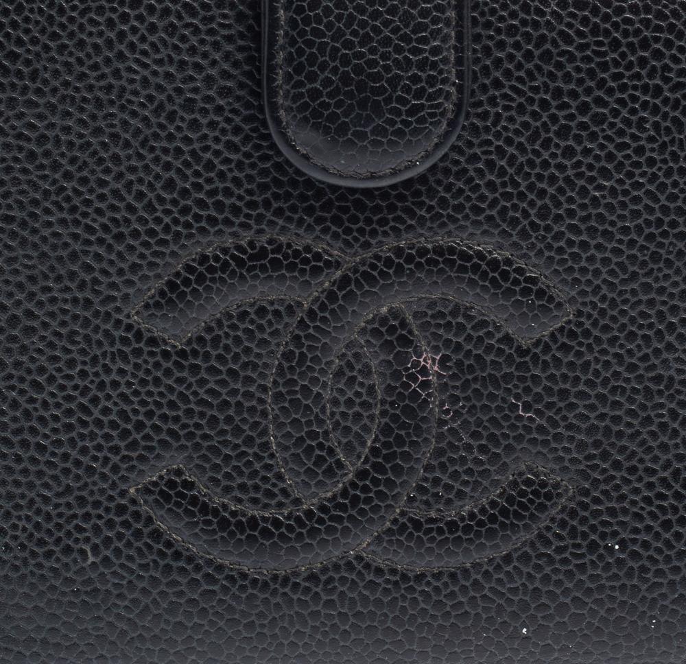 Chanel Black Caviar Leather Timeless French Purse Wallet 6