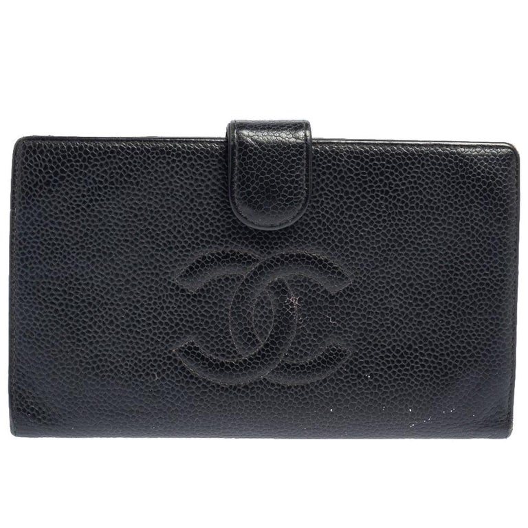 Chanel Black Caviar Leather Timeless French Purse Wallet at 1stDibs