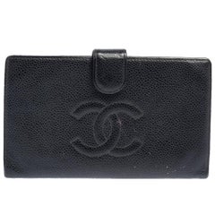 Chanel Black Caviar Leather Timeless French Purse Wallet