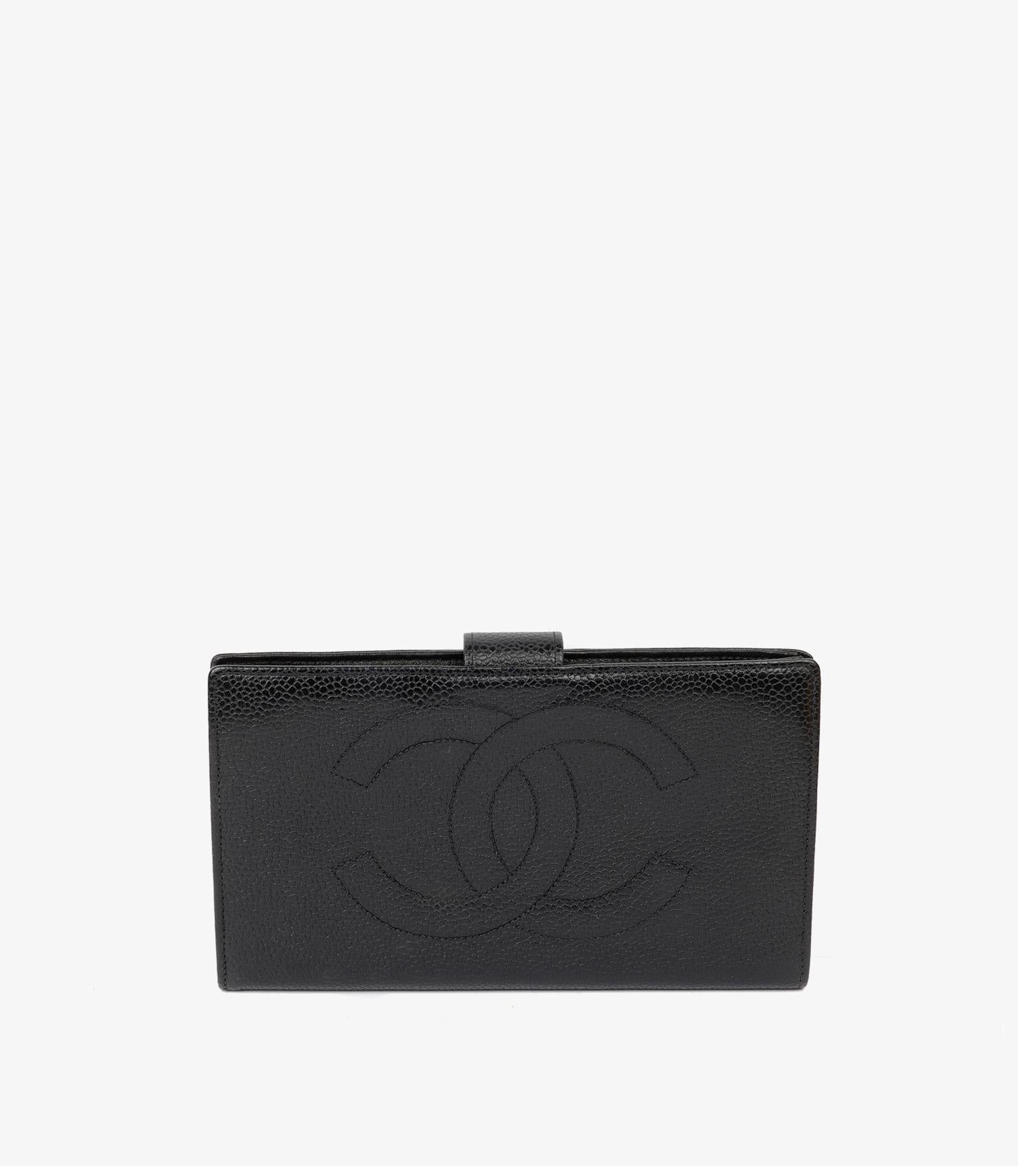 Chanel Black Caviar Leather Timeless Long Wallet In Good Condition For Sale In Bishop's Stortford, Hertfordshire