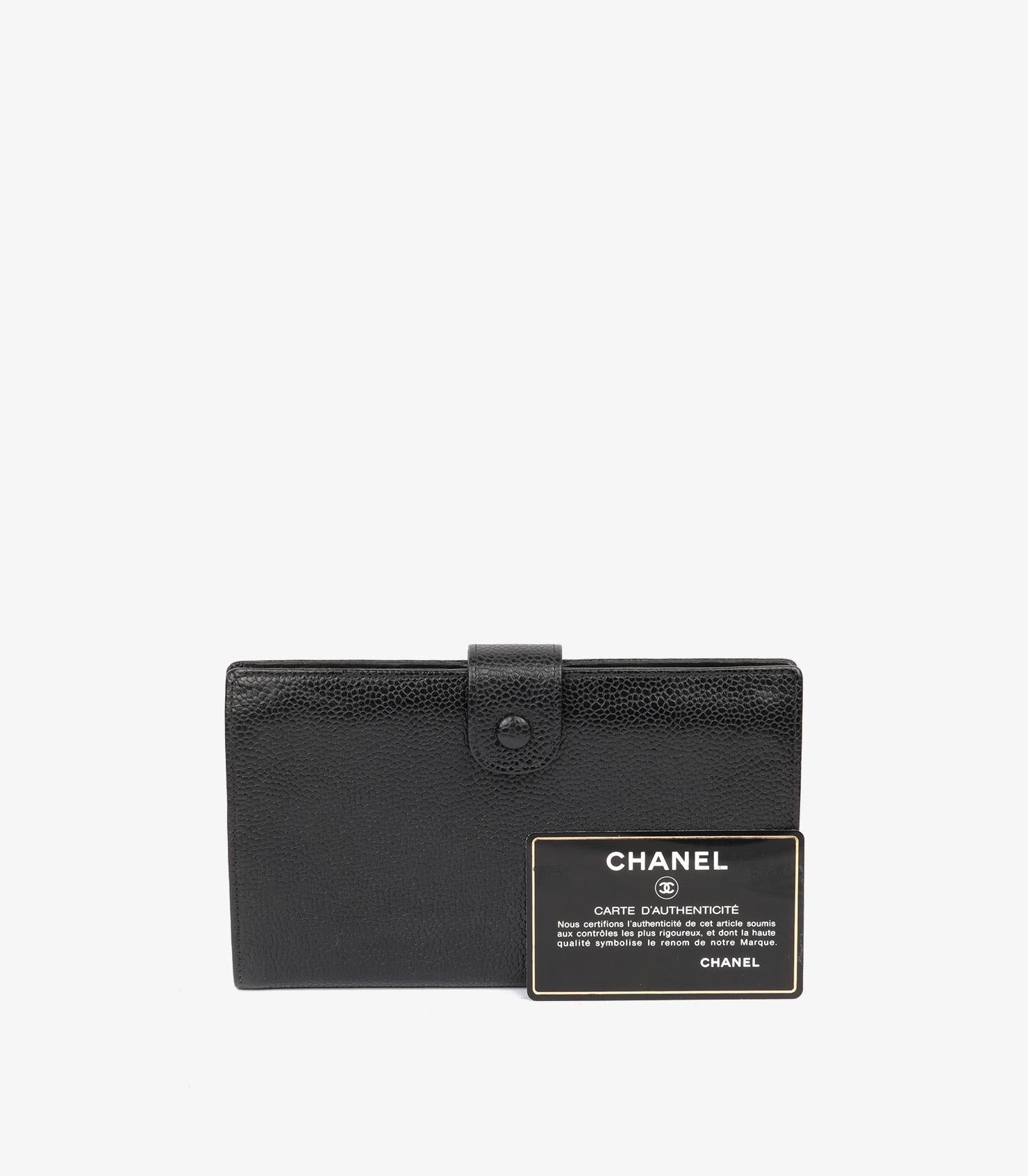 Chanel Black Caviar Leather Timeless Long Wallet For Sale 1