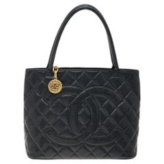 Chanel Black Caviar Leather Timeless Medallion Tote