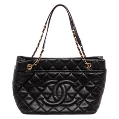 Chanel Black Caviar Leather Timeless Soft Shopper Tote Bag