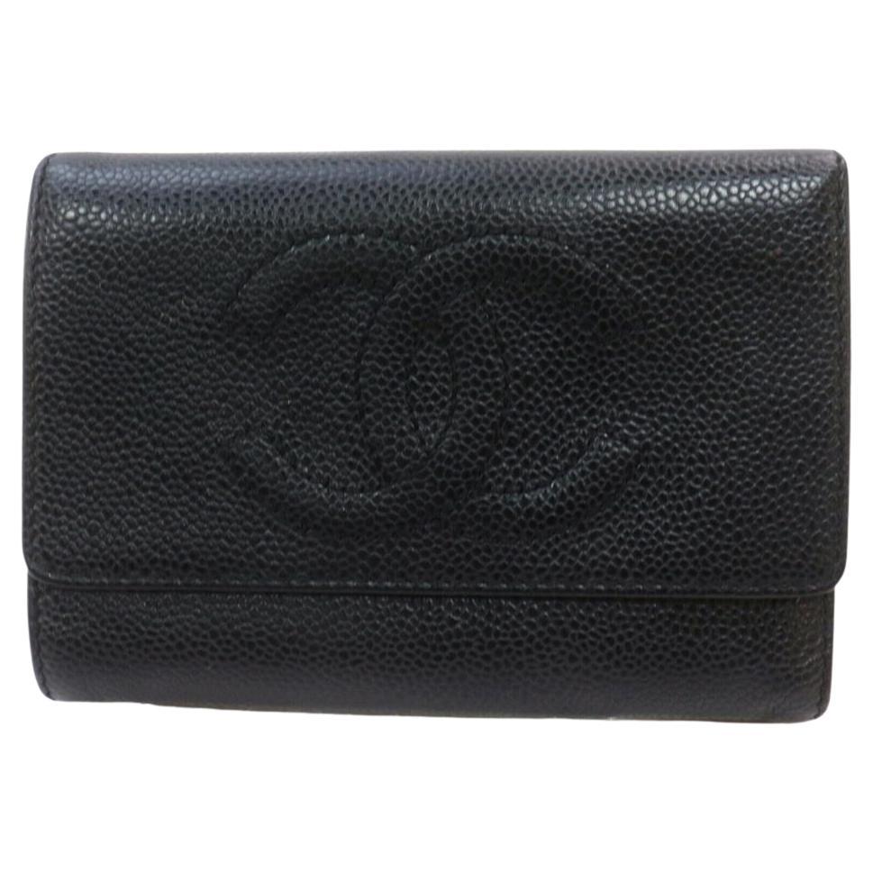 Chanel Black Caviar Leather Trifold CC Logo Wallet  862108