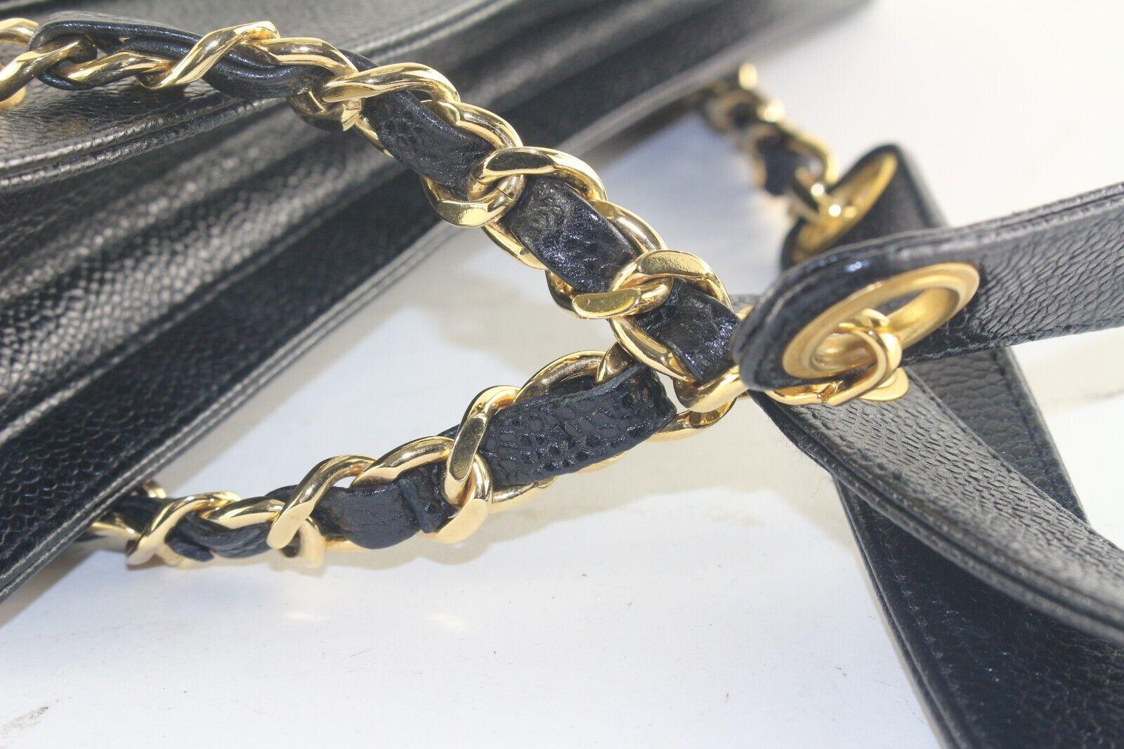 Chanel Black Caviar Leather Triple C 24K Gold Plated Chain Tote 5CK103K 2