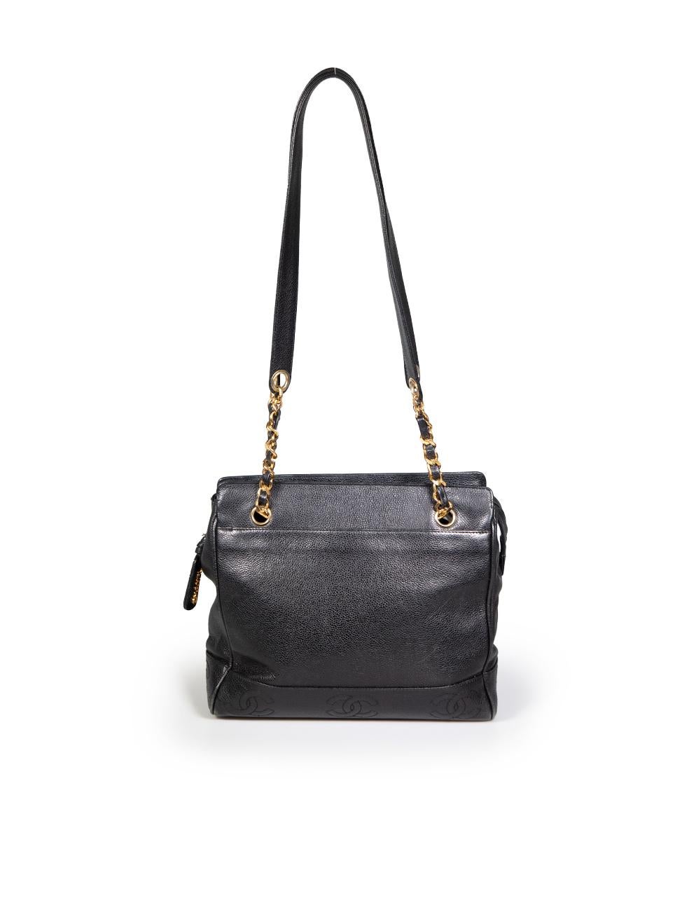 Chanel Black Caviar Leather Triple CC Shoulder Bag In Good Condition In London, GB