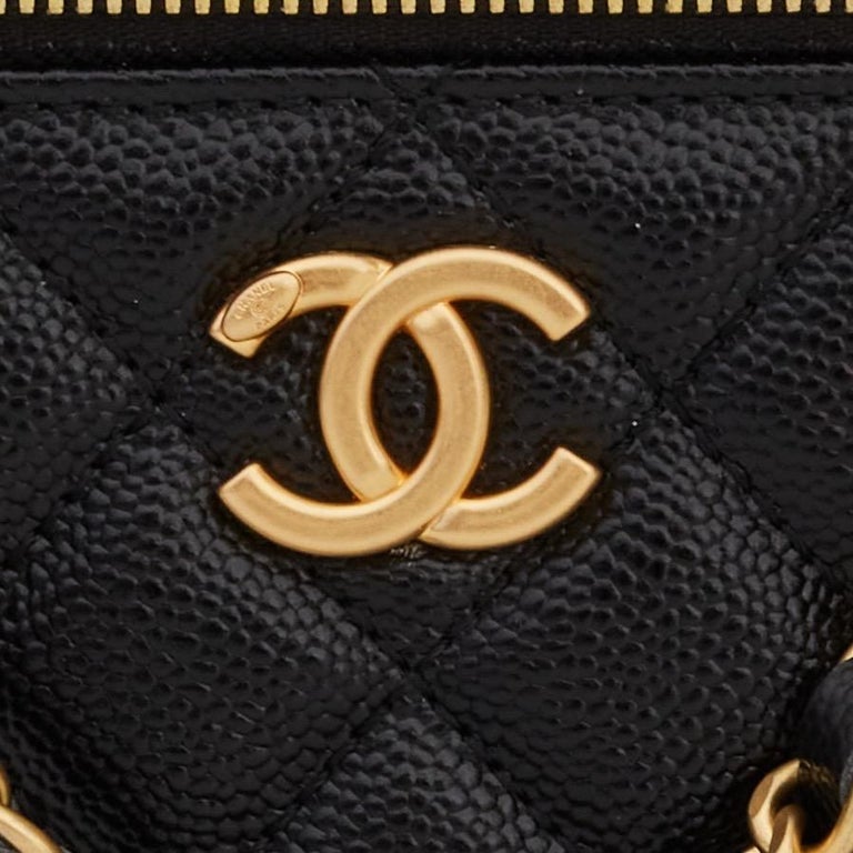 CHANEL Caviar Quilted Small Pick Me Up Vanity Case Black 1313851