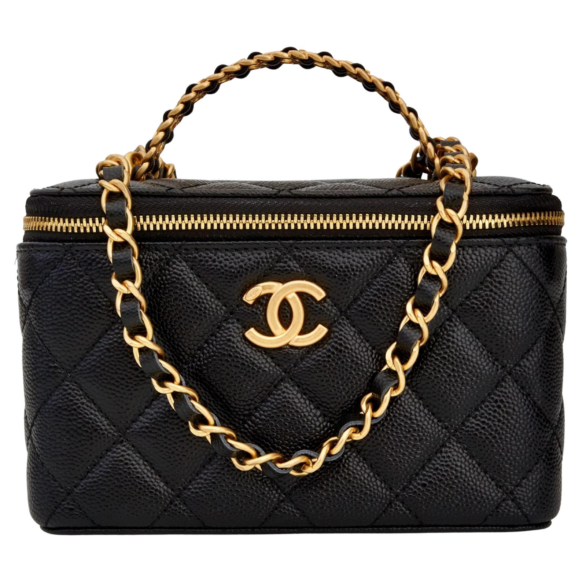 Chanel Black Caviar Quilted Pick Me Up Vanity Case Bag (2022) at 1stDibs