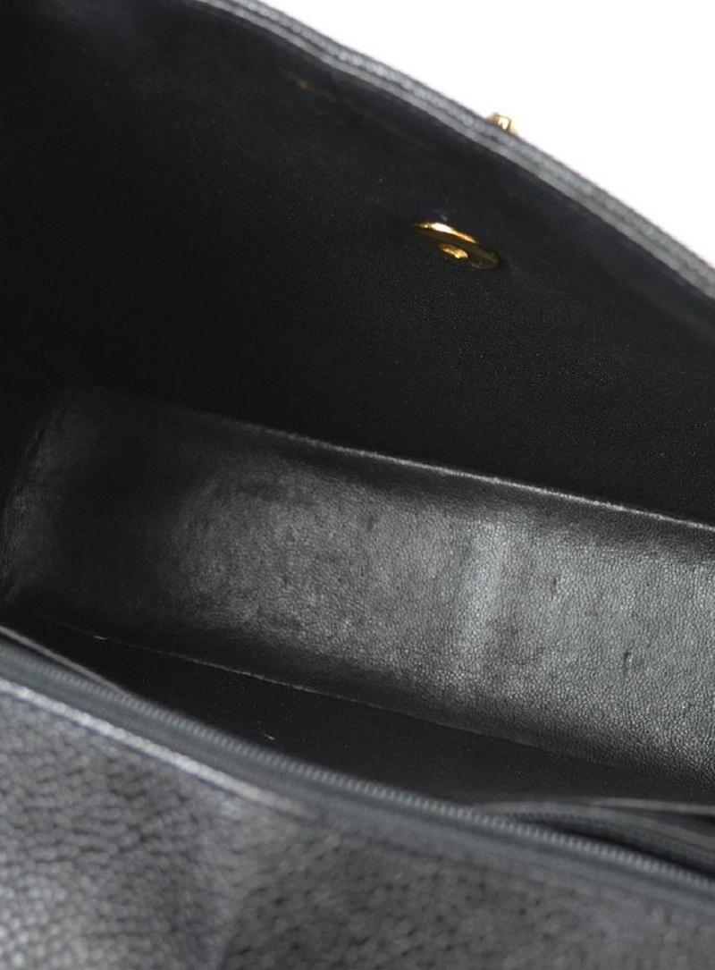 CHANEL Black Caviar Leather Vertical Gold Evening Classic Shoulder Flap Bag For Sale 2