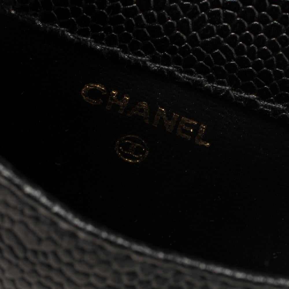 Chanel Black Caviar Leather Vintage CC Chain Phone Holder 2