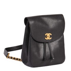 CHANEL Vintage Classic Rucksack aus schwarzem Kaviarleder