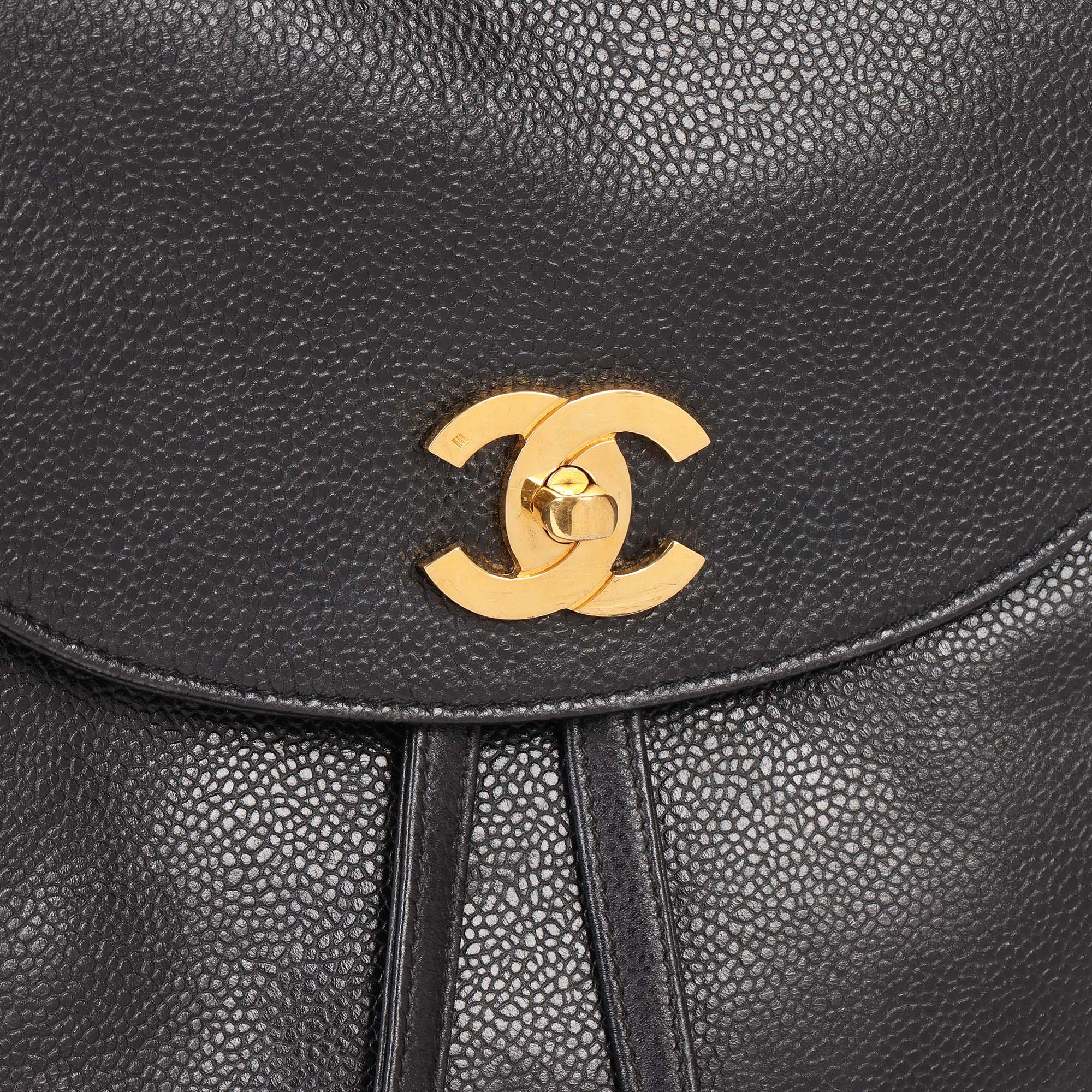 CHANEL Black Caviar Leather Vintage Classic Backpack In Excellent Condition In Bishop's Stortford, Hertfordshire