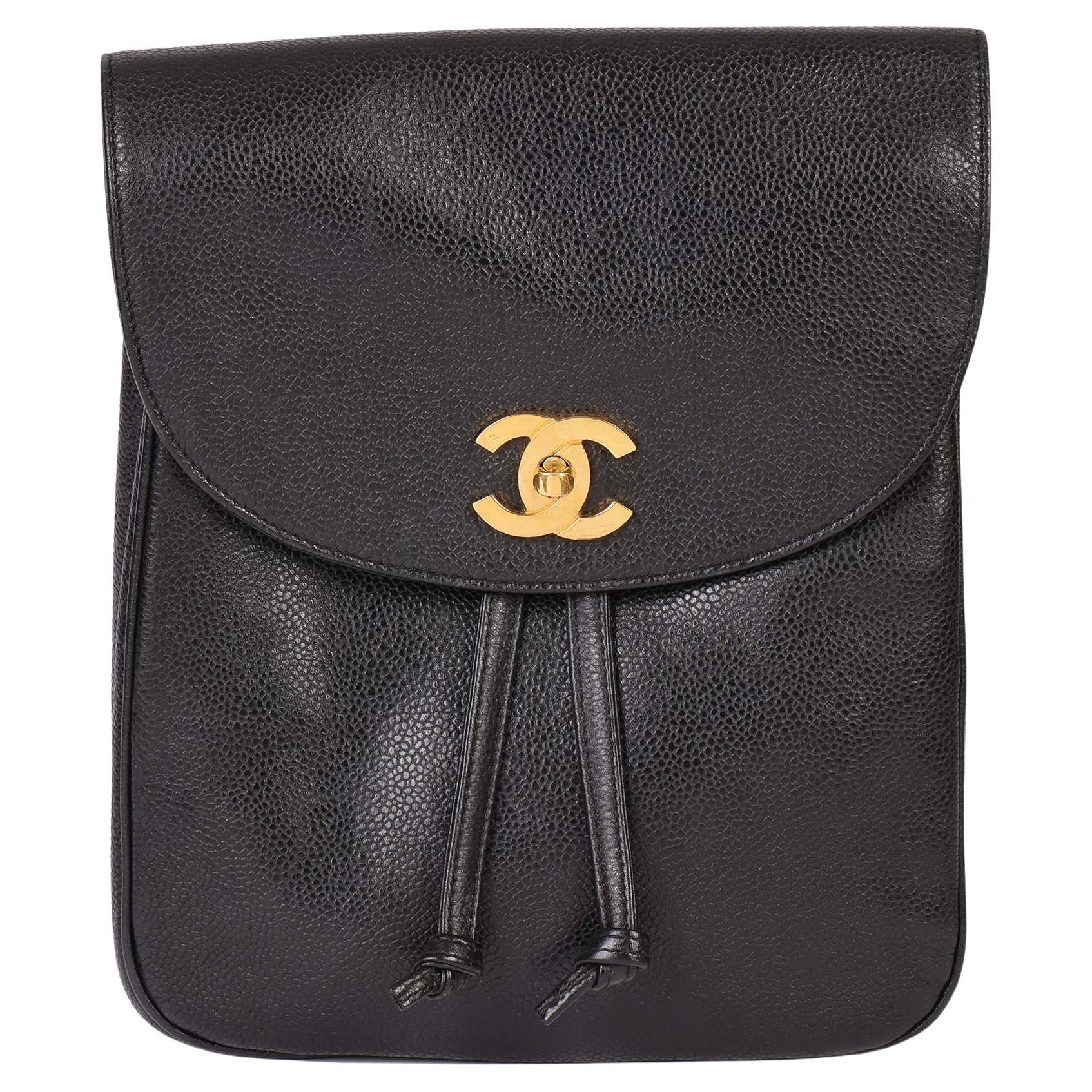 CHANEL Black Caviar Leather Vintage Classic Backpack