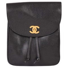 CHANEL Black Caviar Leather Vintage Classic Backpack
