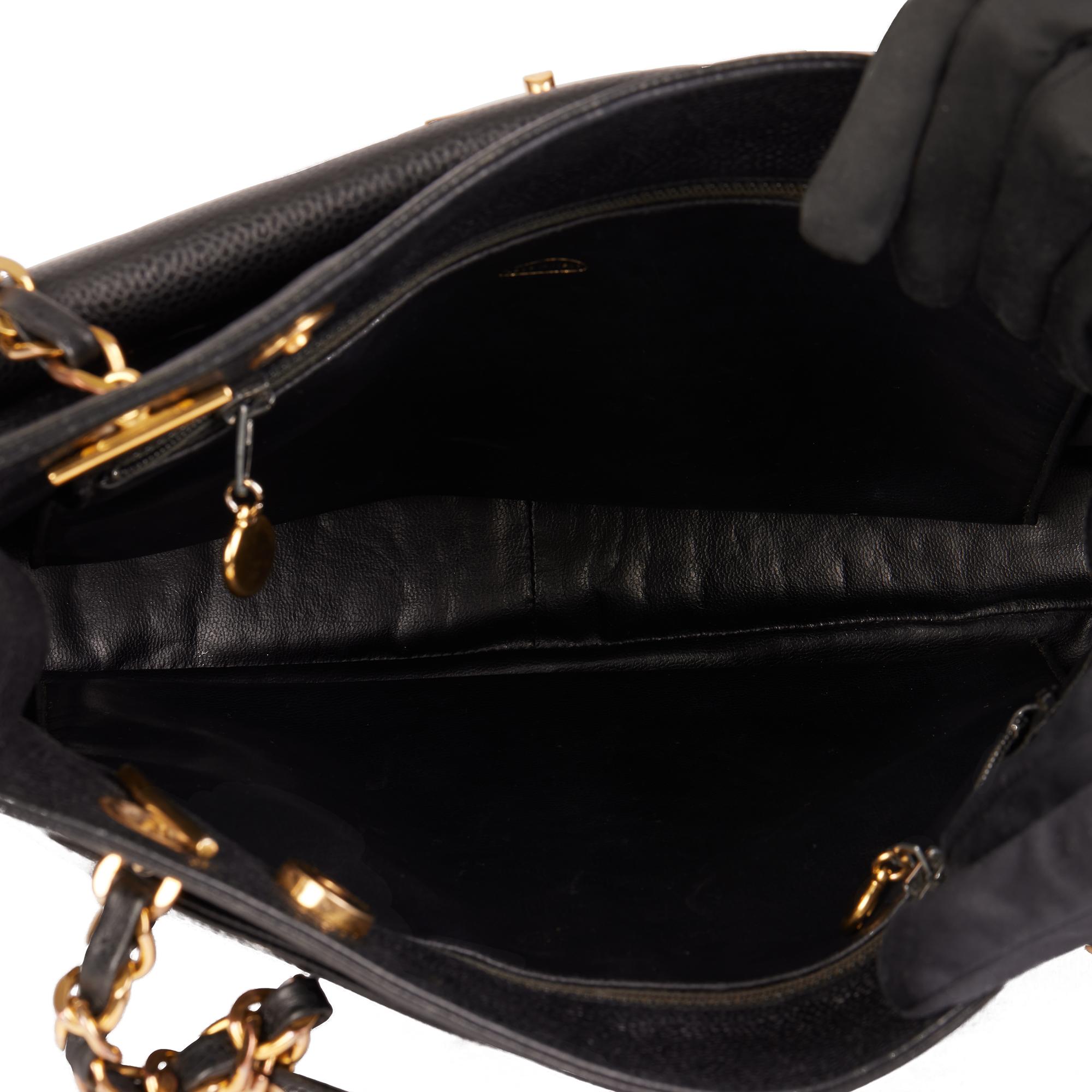 CHANEL Black Caviar Leather Vintage Classic Shoulder Bag 5
