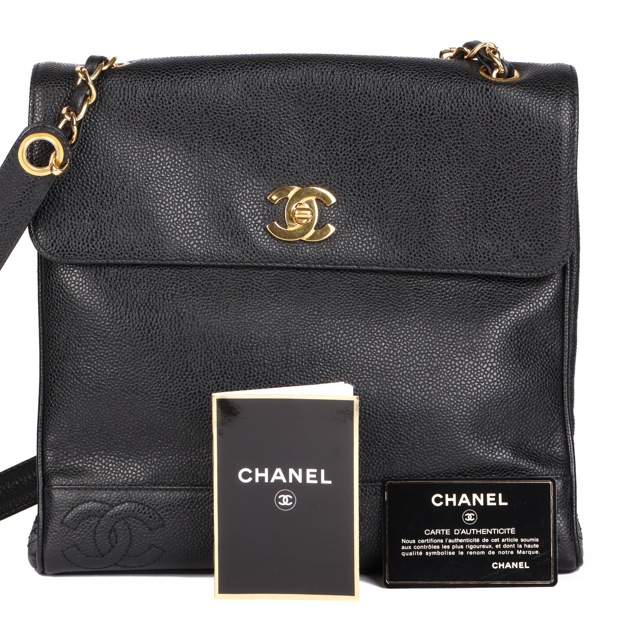 CHANEL Black Caviar Leather Vintage Classic Shoulder Bag at 1stDibs