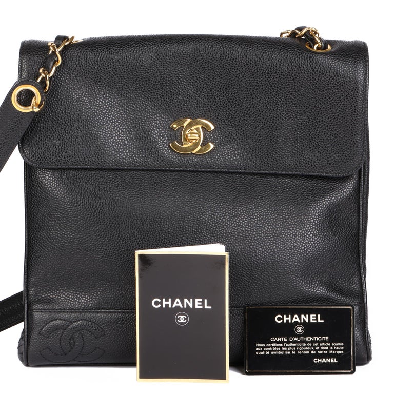 CHANEL Black Caviar Leather Vintage Classic Shoulder Bag at 1stDibs