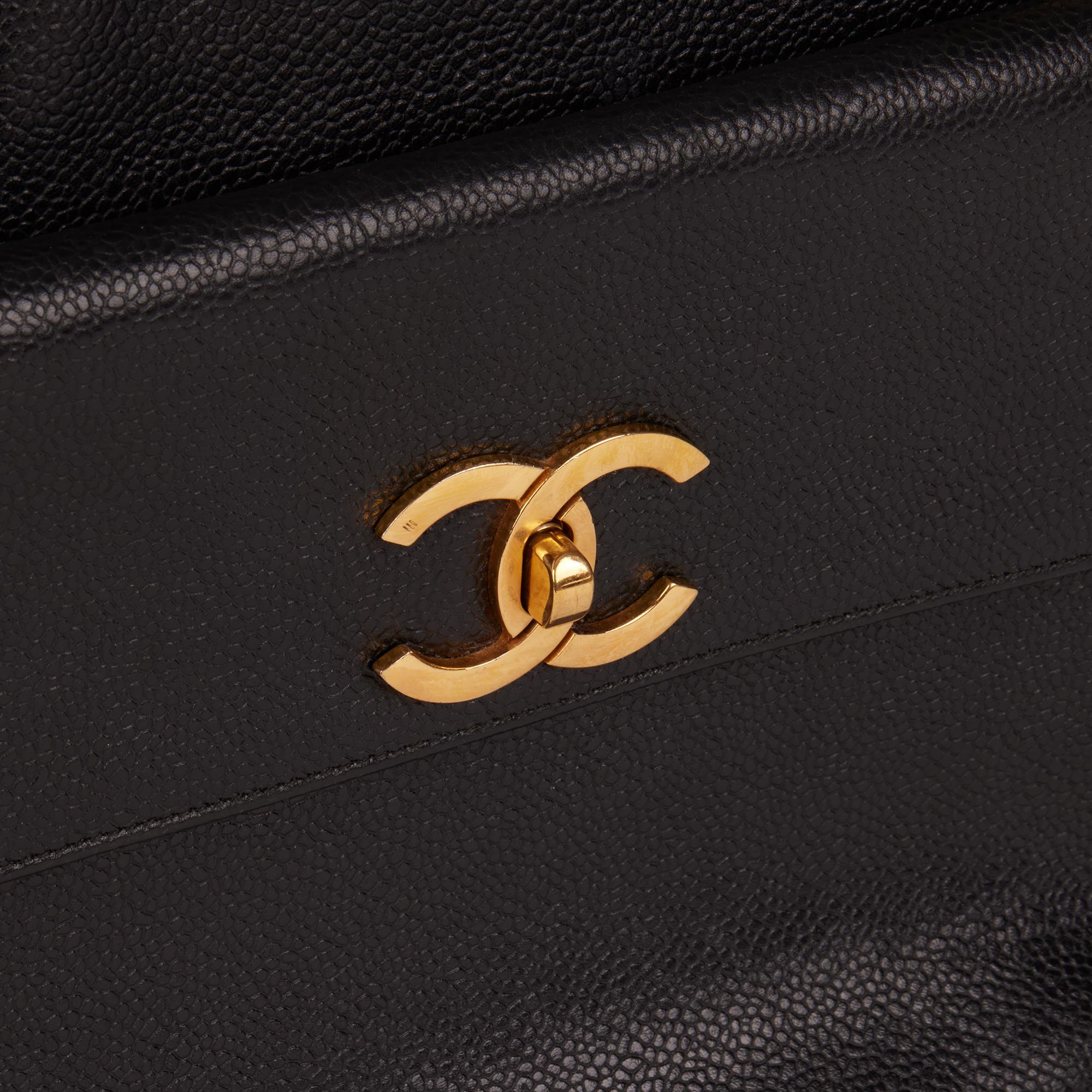 CHANEL Black Caviar Leather Vintage Classic Shoulder Bag 1