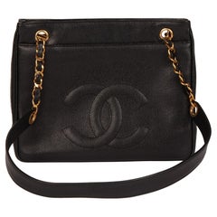 CHANEL Black Caviar Leather Vintage Classic Shoulder Bag