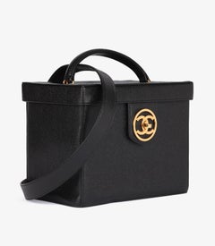 Chanel Black Caviar Leather Vintage Classic Vanity Shoulder Bag
