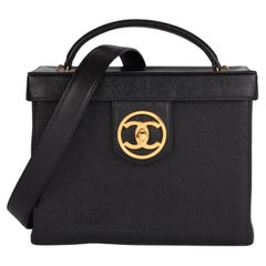 Chanel Black Caviar Leather Vintage Classic Vanity Shoulder Bag