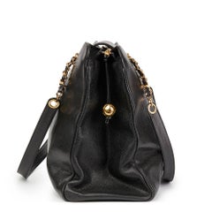 1996 Chanel Black Caviar Leather Vintage Jumbo XL Supermodel Tote
