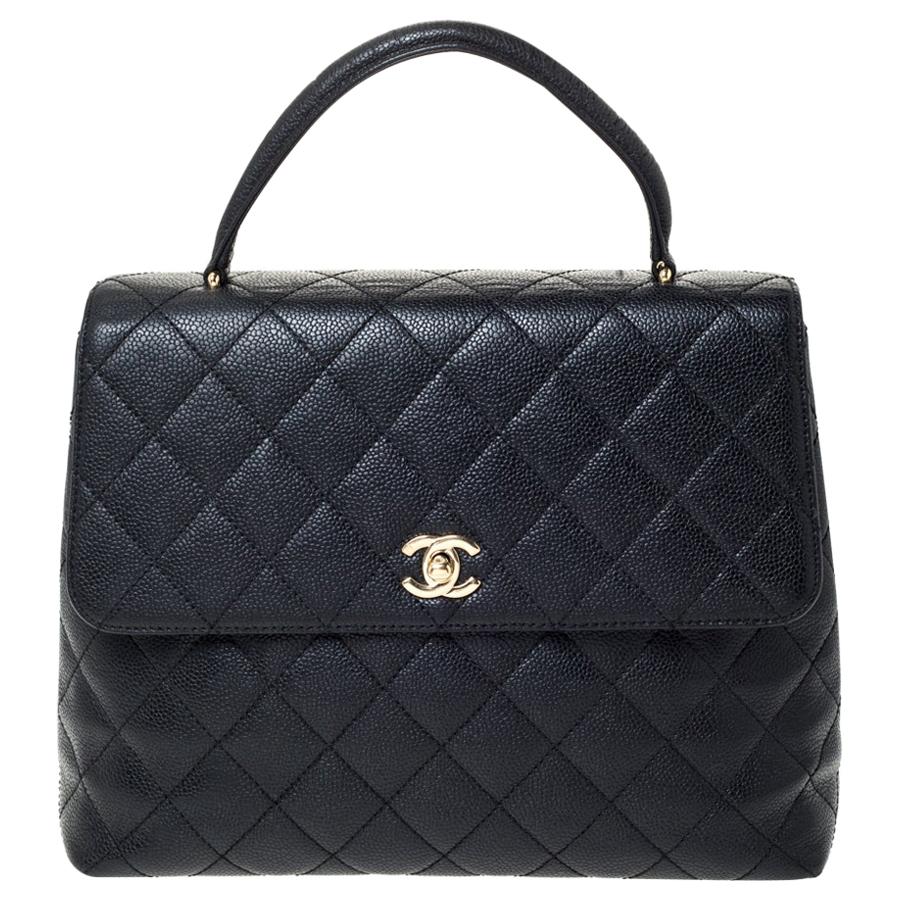 Chanel Black Caviar Leather Vintage Kelly Bag
