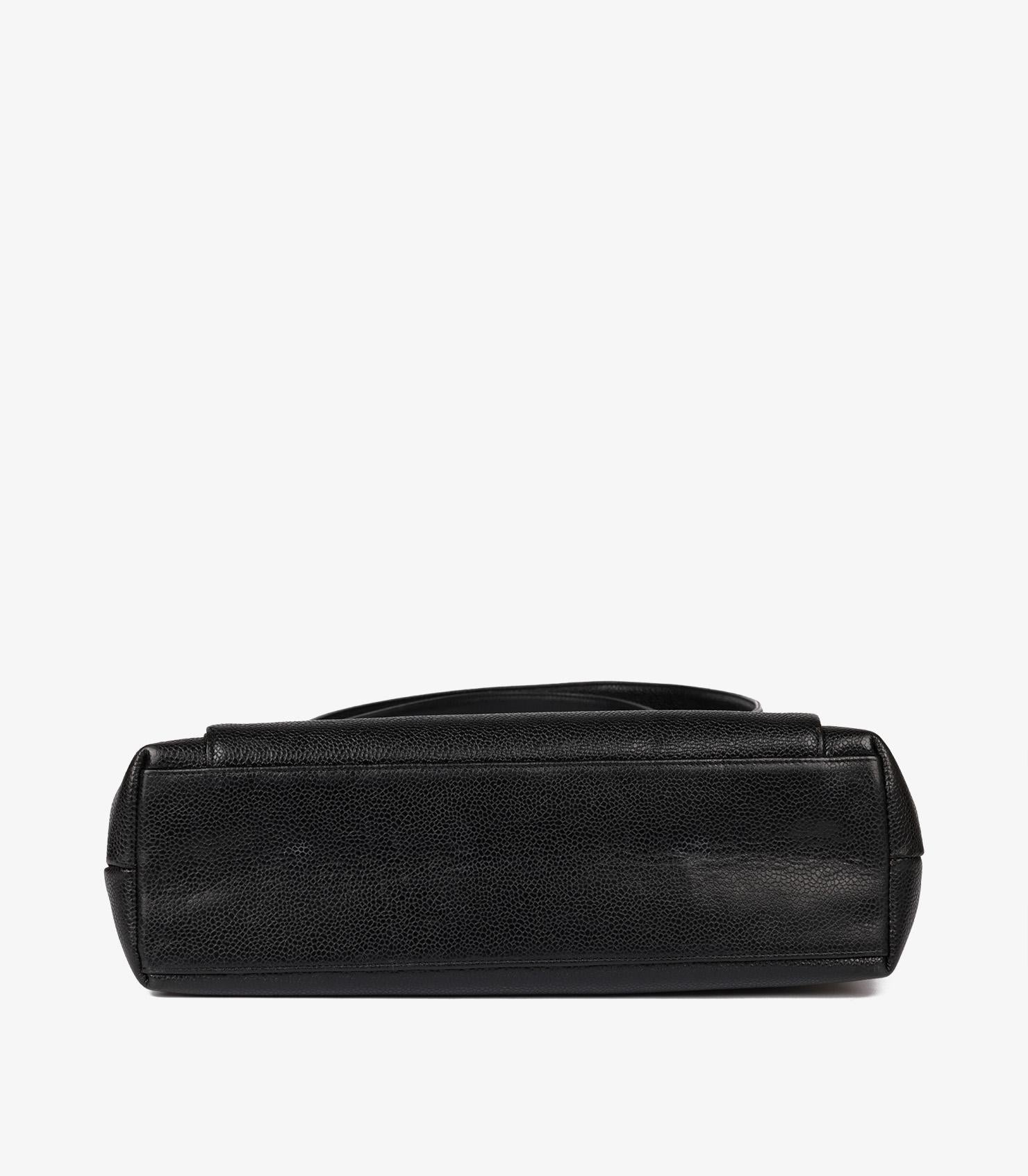 Chanel Schwarz Kaviar Leder Vintage Large XL Classic Shoulder Tote im Angebot 3