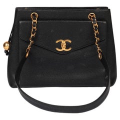 Chanel Black Caviar Leather Vintage Large XL Classic Shoulder Tote