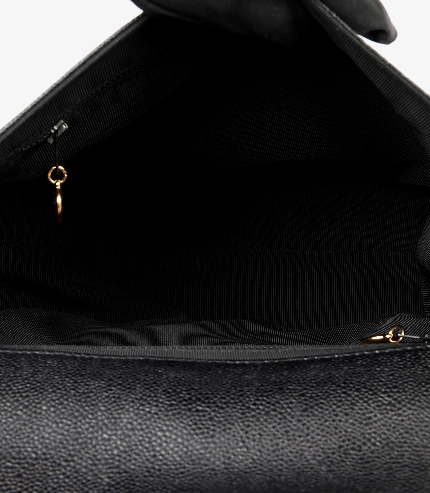 Chanel Black Caviar Leather Vintage Logo Trim Jumbo Classic Shoulder Bag 6
