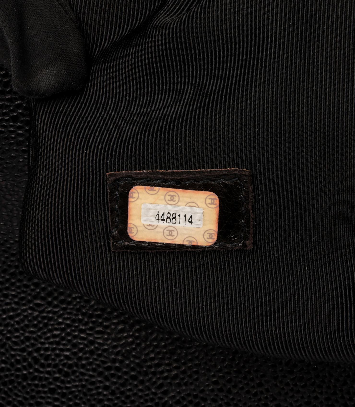 Chanel Black Caviar Leather Vintage Logo Trim Jumbo Classic Shoulder Bag 5