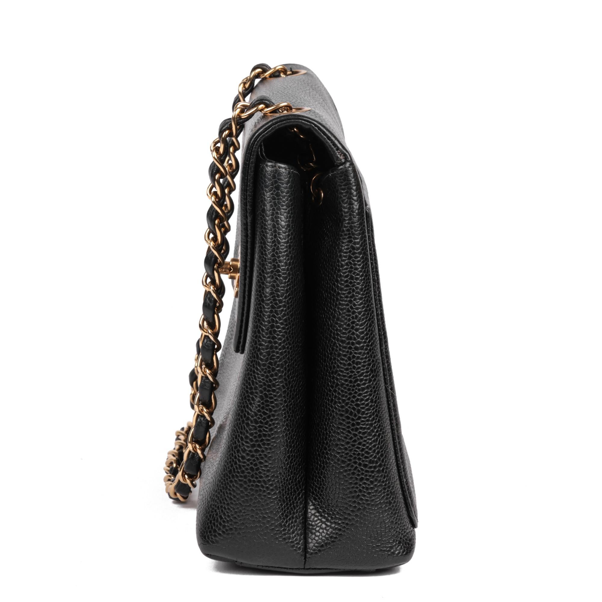 CHANEL Black Caviar Vintage Leather Medium Classic Single Flap Bag Excellent état - En vente à Bishop's Stortford, Hertfordshire
