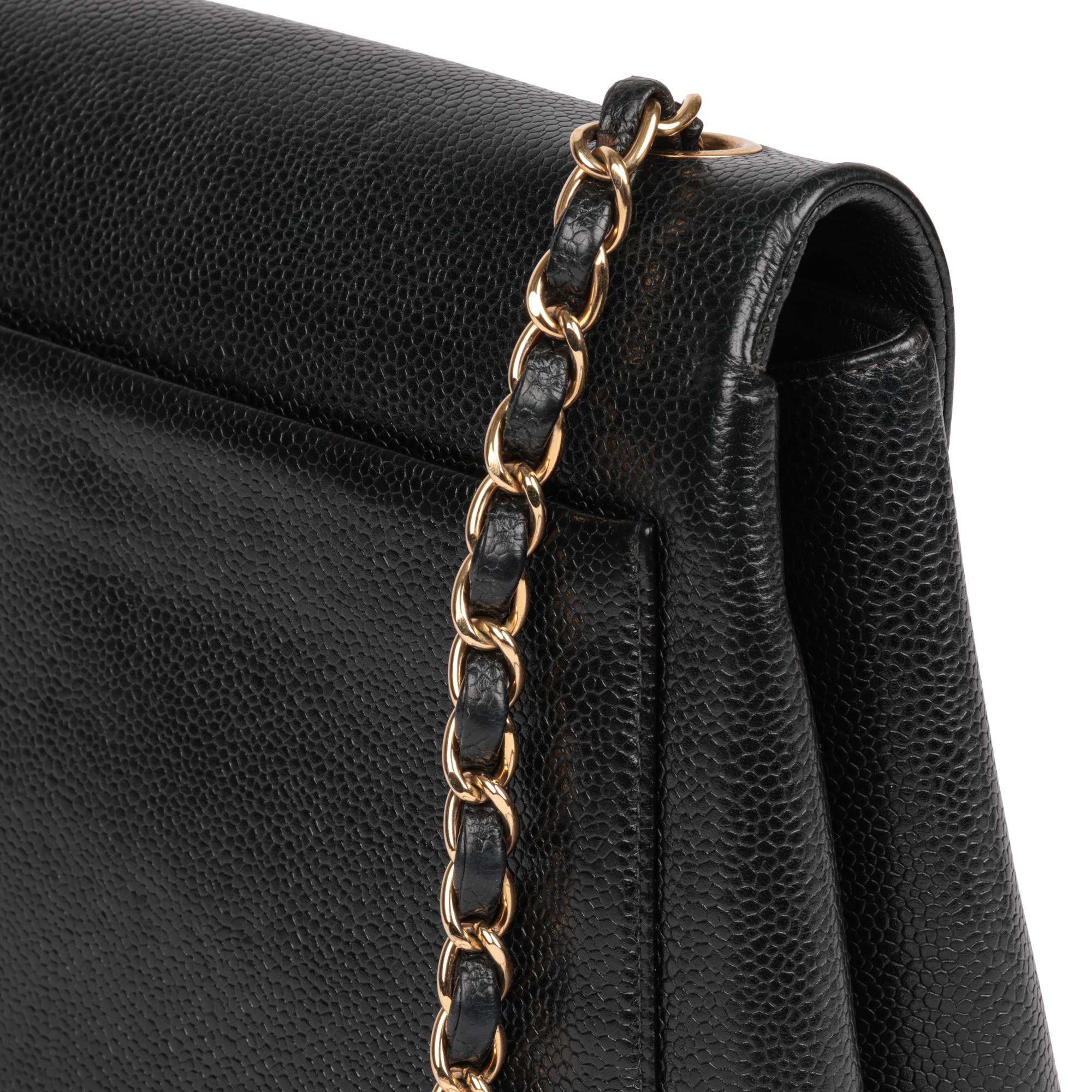 CHANEL Black Caviar Vintage Leather Medium Classic Single Flap Bag en vente 3