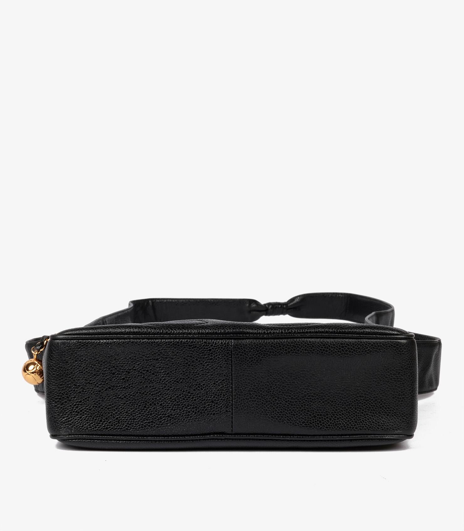 Chanel Black Caviar Leather Vintage Medium Timeless Triple Logo Camera Bag 3