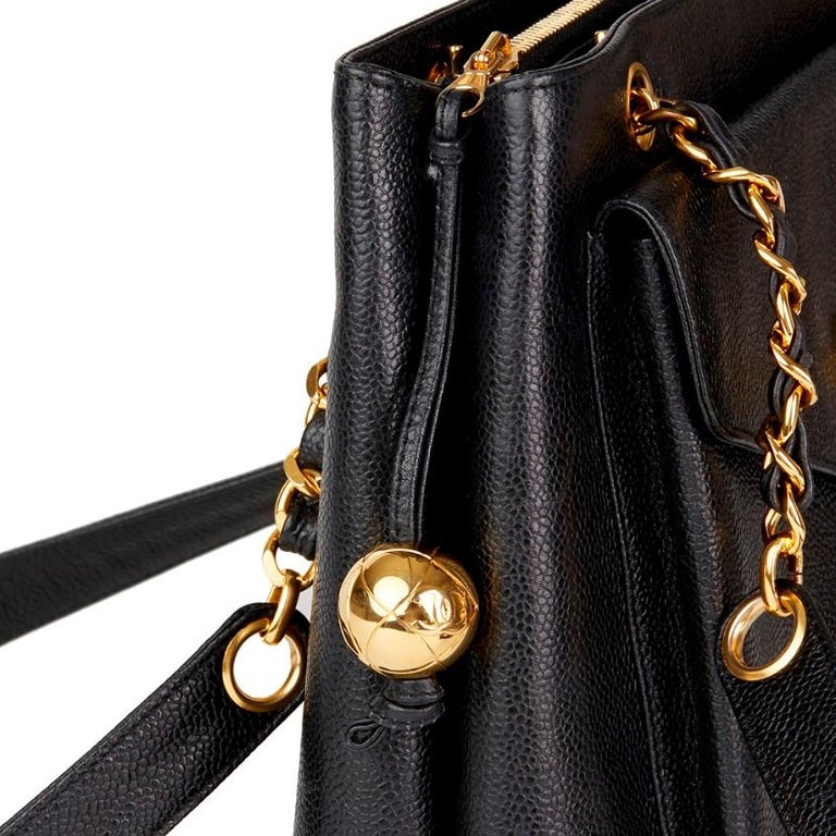 Chanel Black Caviar-Leather Vintage Shoulder Bag For Sale at 1stDibs ...